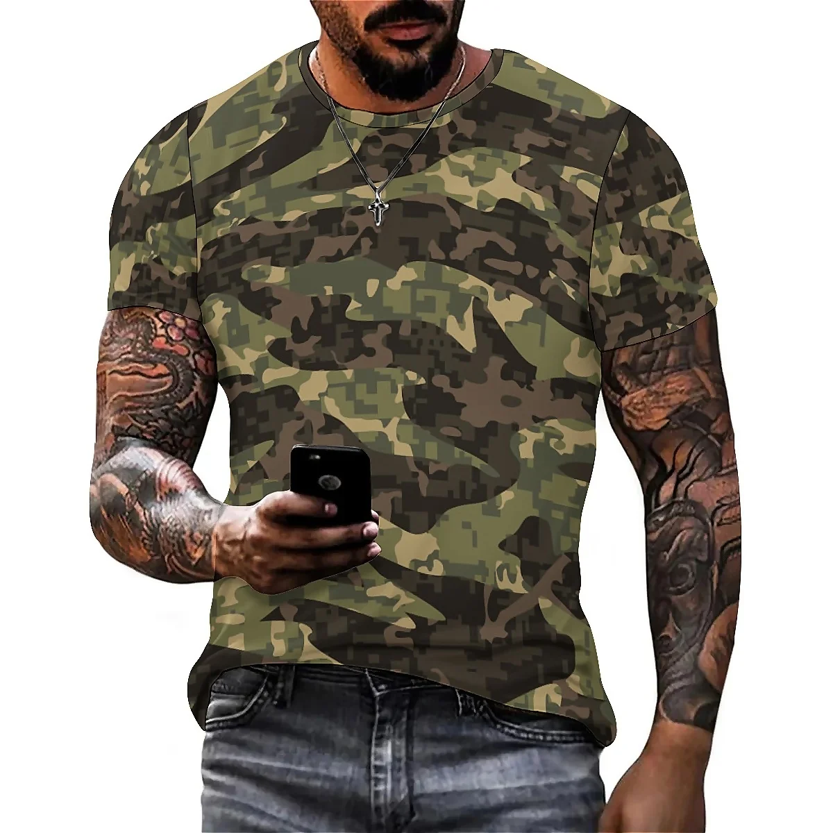 

Daily Work Men's 3D Printed Short-Sleeve T-Shirt - High-Quality Printing Shirt-Style Top