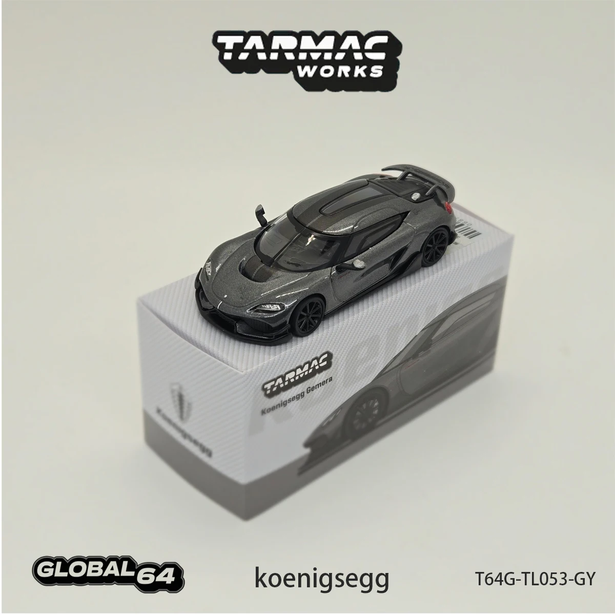 In Stock Ready To Ship Tarmac Works 1:64 #T64G-TL053-GY Koenigsegg Gemera Grey Metallic Diecast Car Model