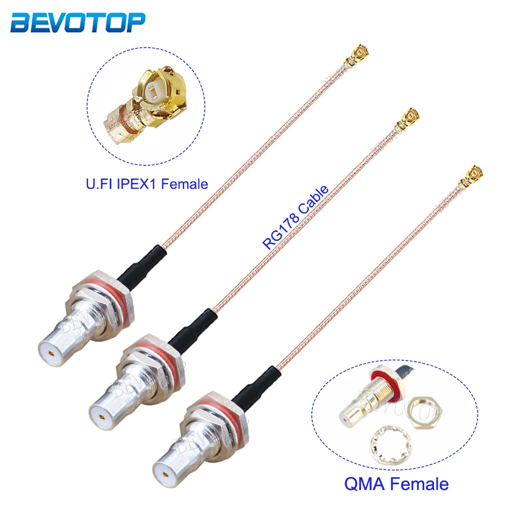 

10PCS/Lot RG-178 QMA to Cable QMA Female to U.fl 1 Female Jack Connector 50Ohm RG178 RF Coaxial Pigtail Jumper Cable