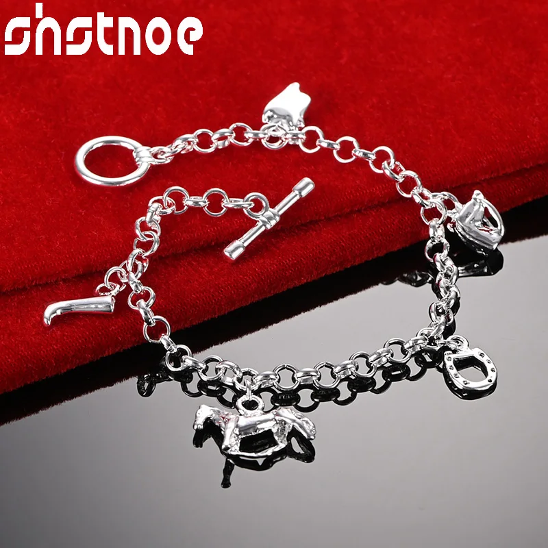 

SHSTONE 925 Sterling Silver Horses/Boots/Saddles Bracelets For Woman Wedding Pretty Fashion Jewelry Banquet Party Birthday Gift