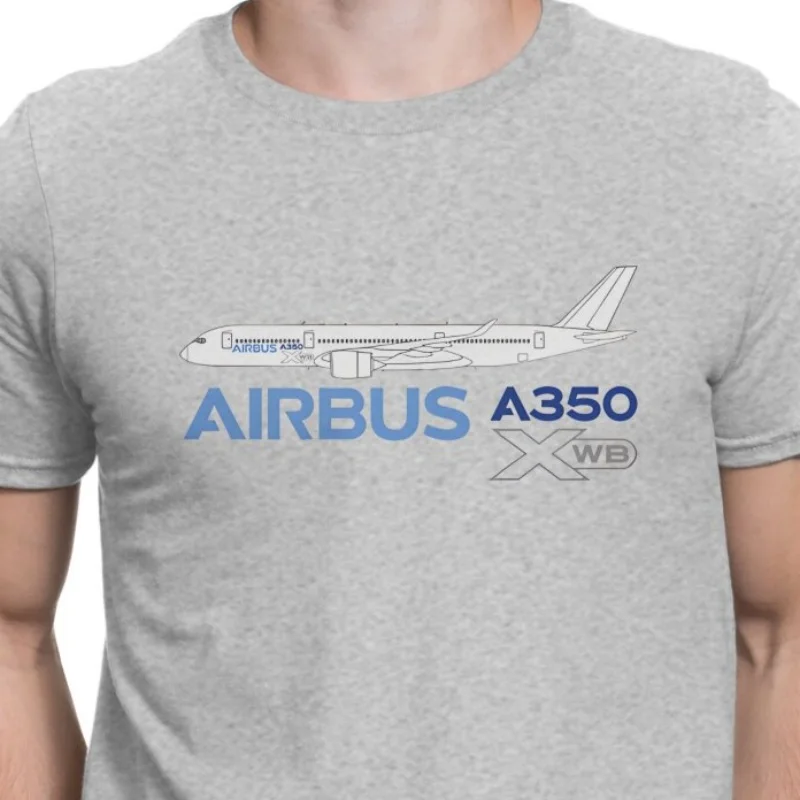 creativa Airbus para hombre, camisa básica de cuello redondo, dibujo de línea A350, regalos de cumpleaños personalizad