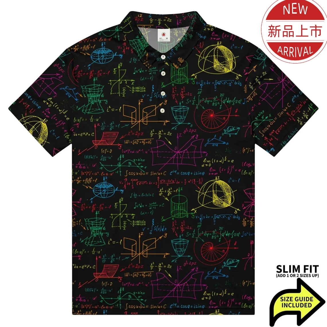 Summer Fashion Short Sleeve Sport Casual Polo Shirt Men Mathematical Physical Formulas 3D Print Quick Drying Golf Polo Shirt Top