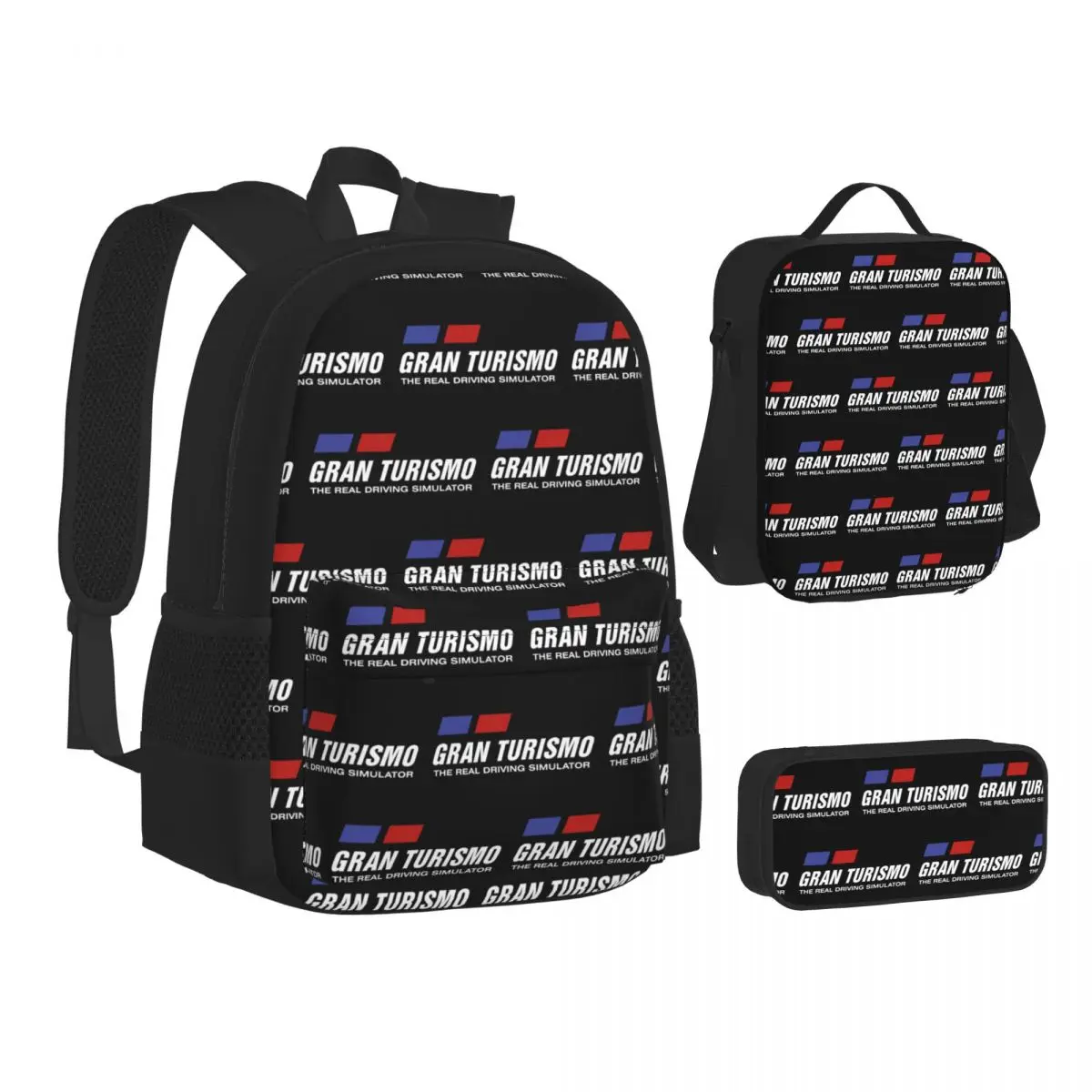 Gran Turismo Backpacks Students Bookbag School Bags Children Rucksack Lunch Bag Pen Bag Three-Piece Set