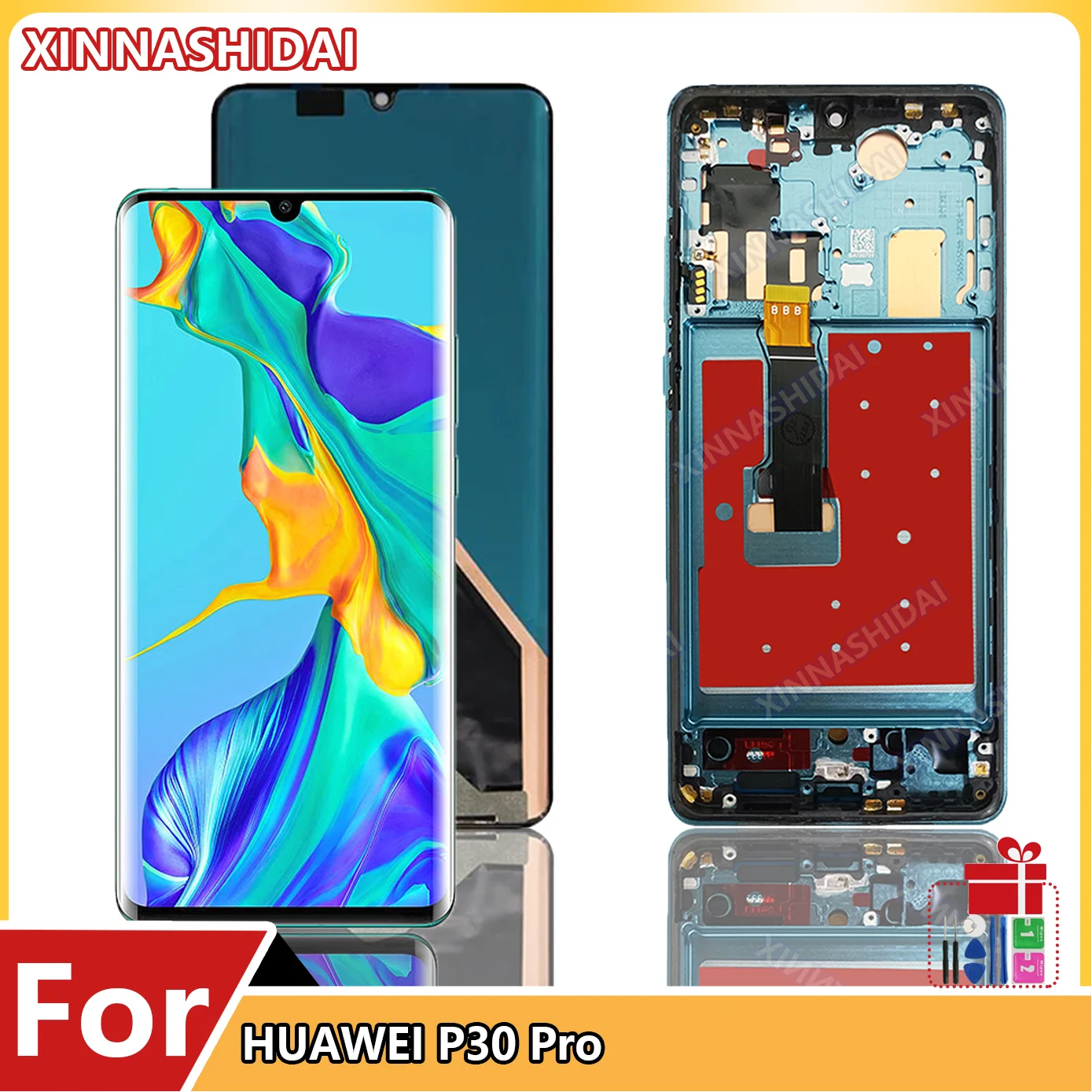 p30 Pro Super OLED Display For Huawei P30 Pro LCD Display Touch Screen Digitizer Assembly With Frame VOG-L29 VOG-L09 VOG-L04 LCD