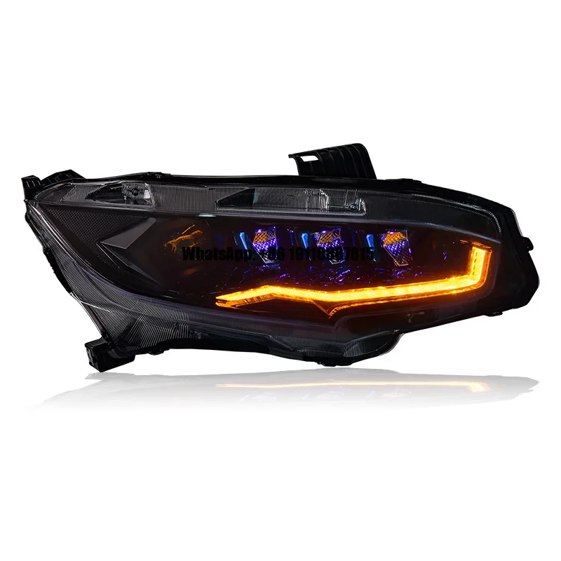 

Автомобильные фары для Honda Civic 2017-2020: Светодиодные фары-проекторы с динамическим сигналом поворота, ДХО и аксессуарами для головного света