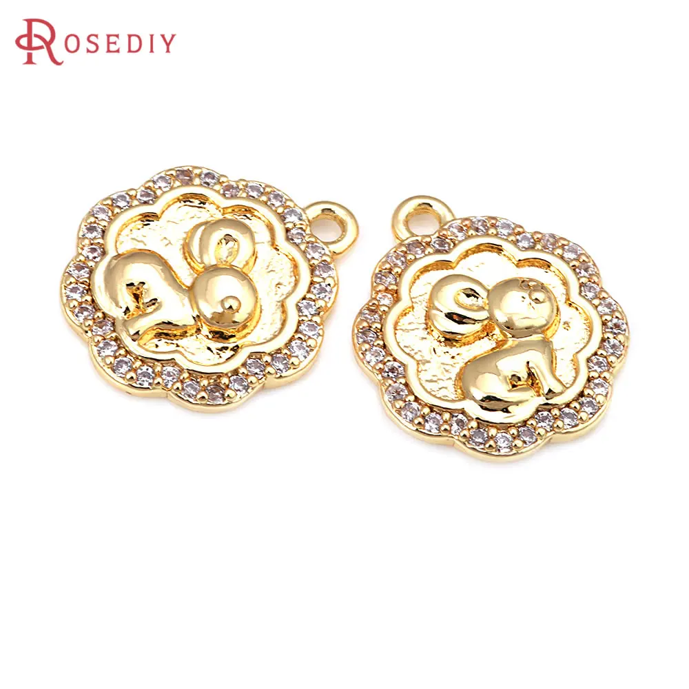 18K Gold Color Brass and Zircon Rabbit Charms Pendants High Quality Diy Jewelry Making Necklace Earrings Accessories for Women