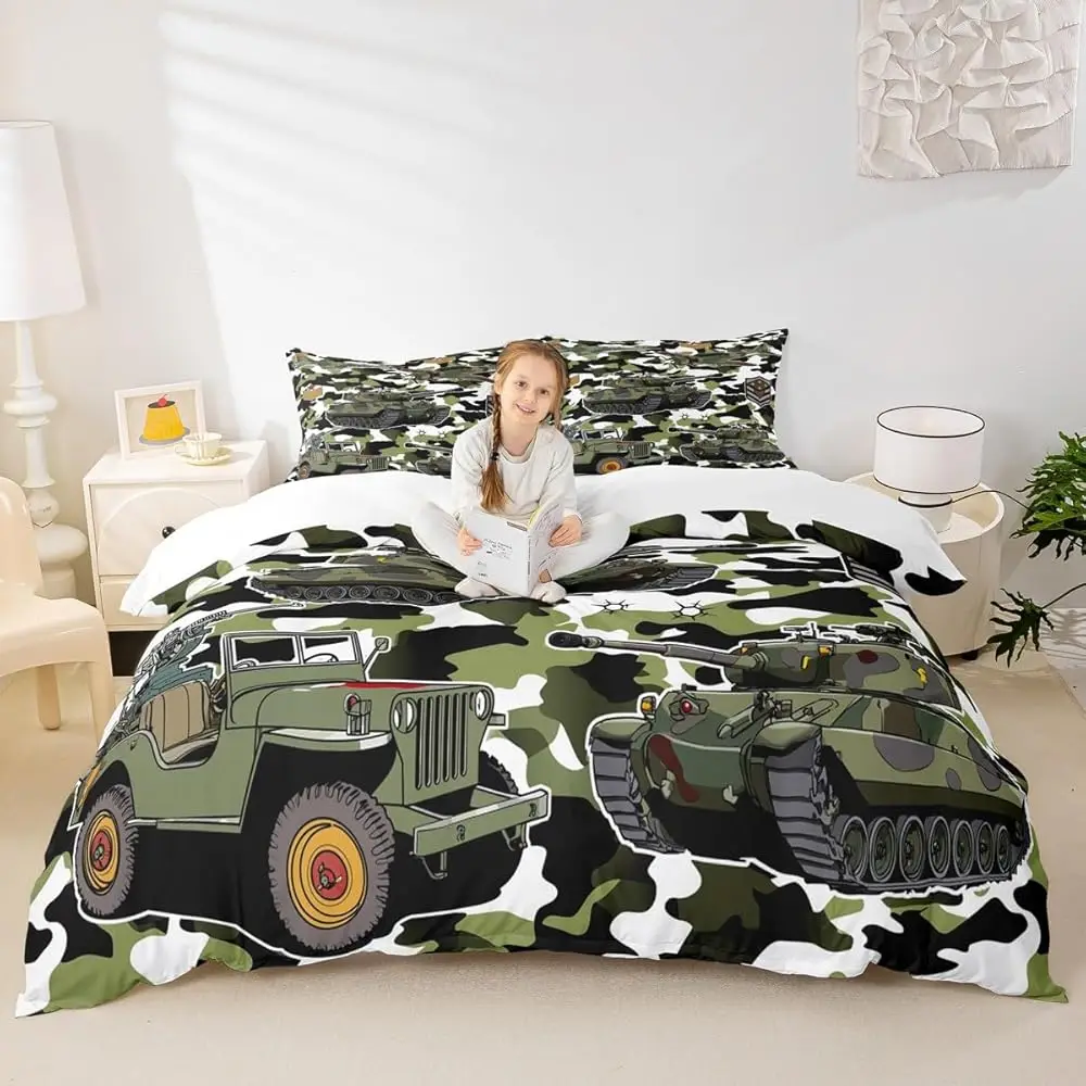 

Комплект постельного белья Tank Duvet Cover Set Twin, 2 предмета, с дизайном в стиле авиационного камуфляжа, для детей, подростков, мальчиков, мужчин, декор для комнаты, тематика войны, комфортный.