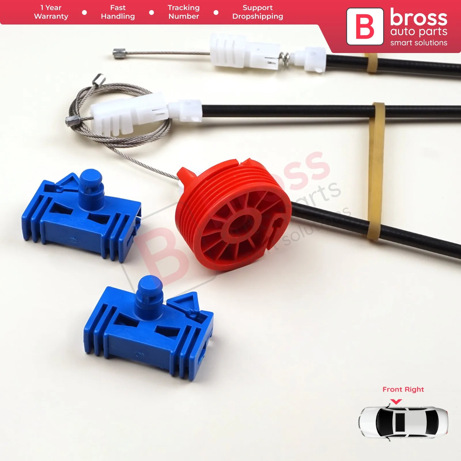 Bross Auto Parts BWR430ไฟฟ้า Power Window Regulator ชุดซ่อมด้านหน้าขวาประตูสำหรับเรอโนล์2000-2009 store