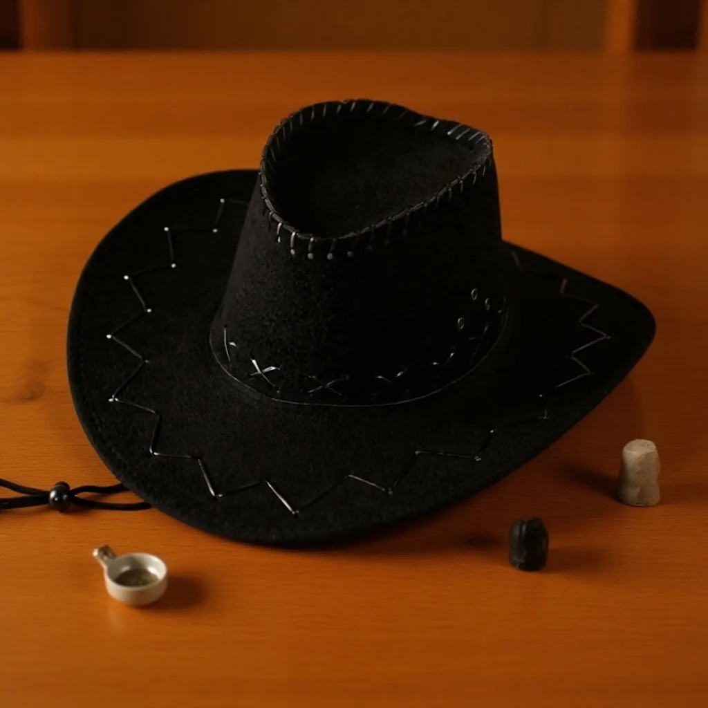 Western Cowboyhut für Kinder, Kunstleder, Wildleder, breite Krempe, Cowgirl-Jazz-Mütze, Retro-Sombrero-Kappen, Cosplay-Party-Kostüm-Requisiten – Detail 12