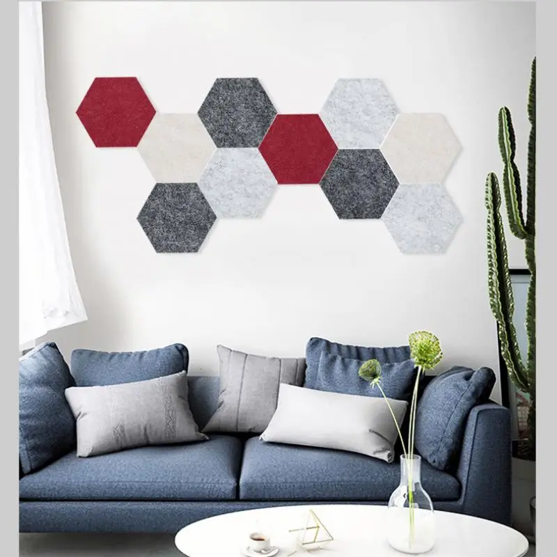 1Pc Ins Style Hexagonal Felt Wall Sticker Corkboard Message Board Home Simple Portable Creative Background Wall Decoration