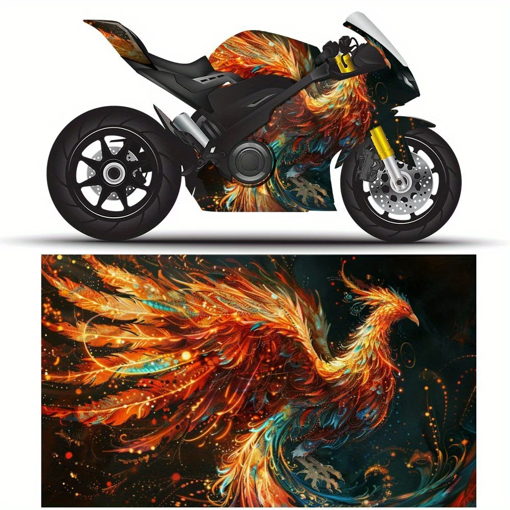 

Nirvana Phoenix Themed PVC Motorcycle Vinyl Wrap, Self-Adhesive Waterproof Sticker, Anti-Scratch Decorative Film for Bike Body,