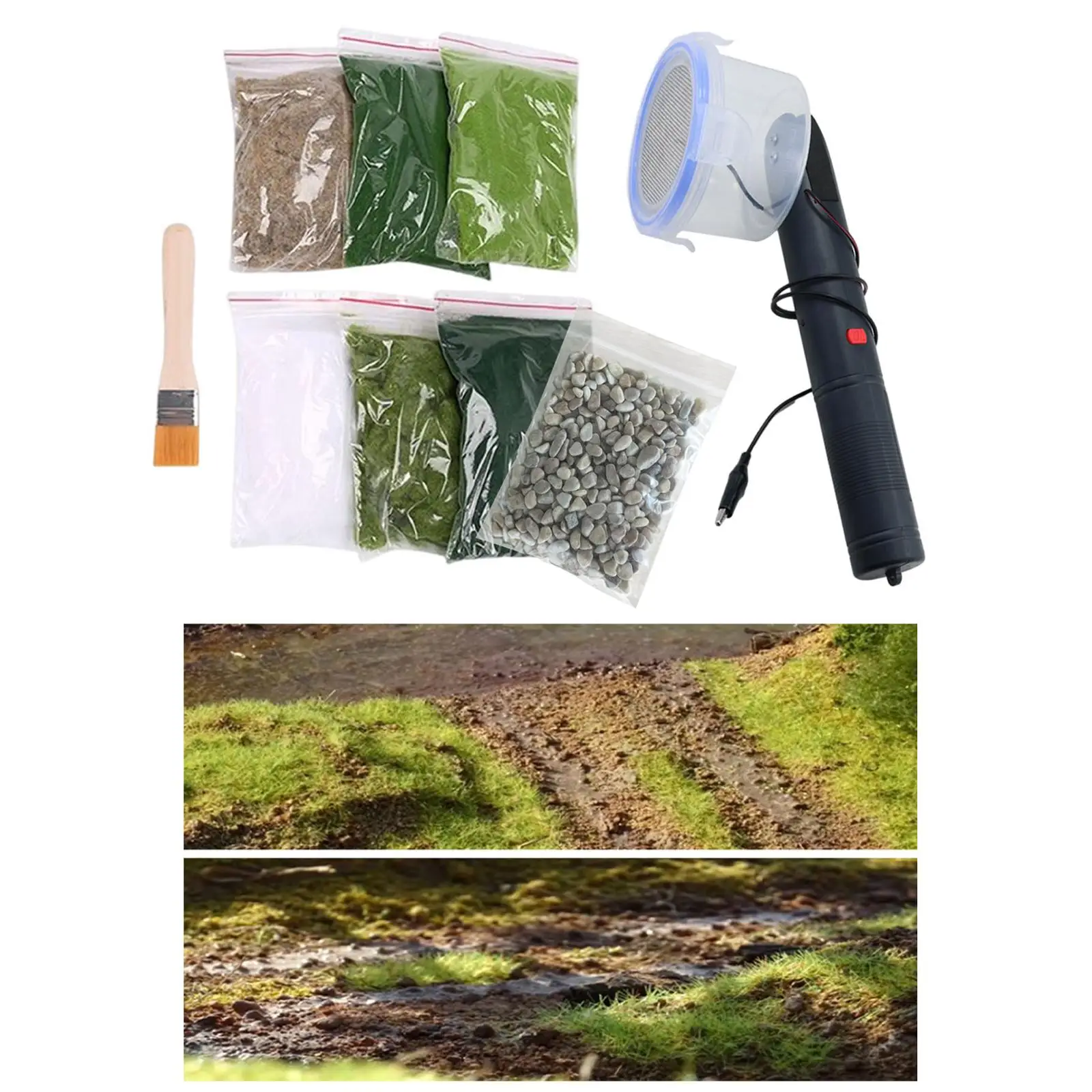 Static Grass Flocking Applicator for DIY Project Railway Terrain Landscaping