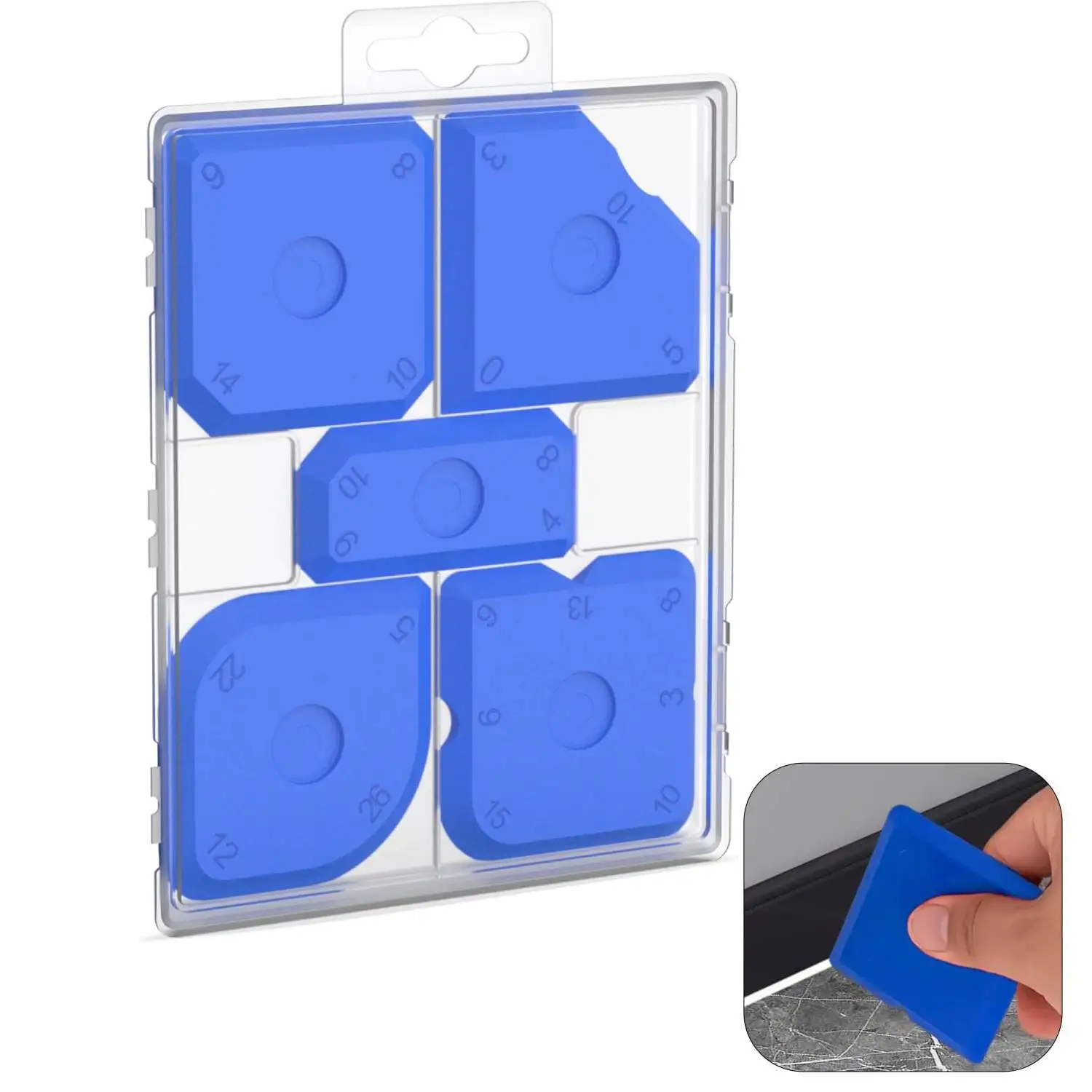 

Набор из 5 высококачественных многоразовых силиконовых инструментов для герметика, аппликатор для герметика, набор износостойких скребков для герметика с несколькими лезвиями.