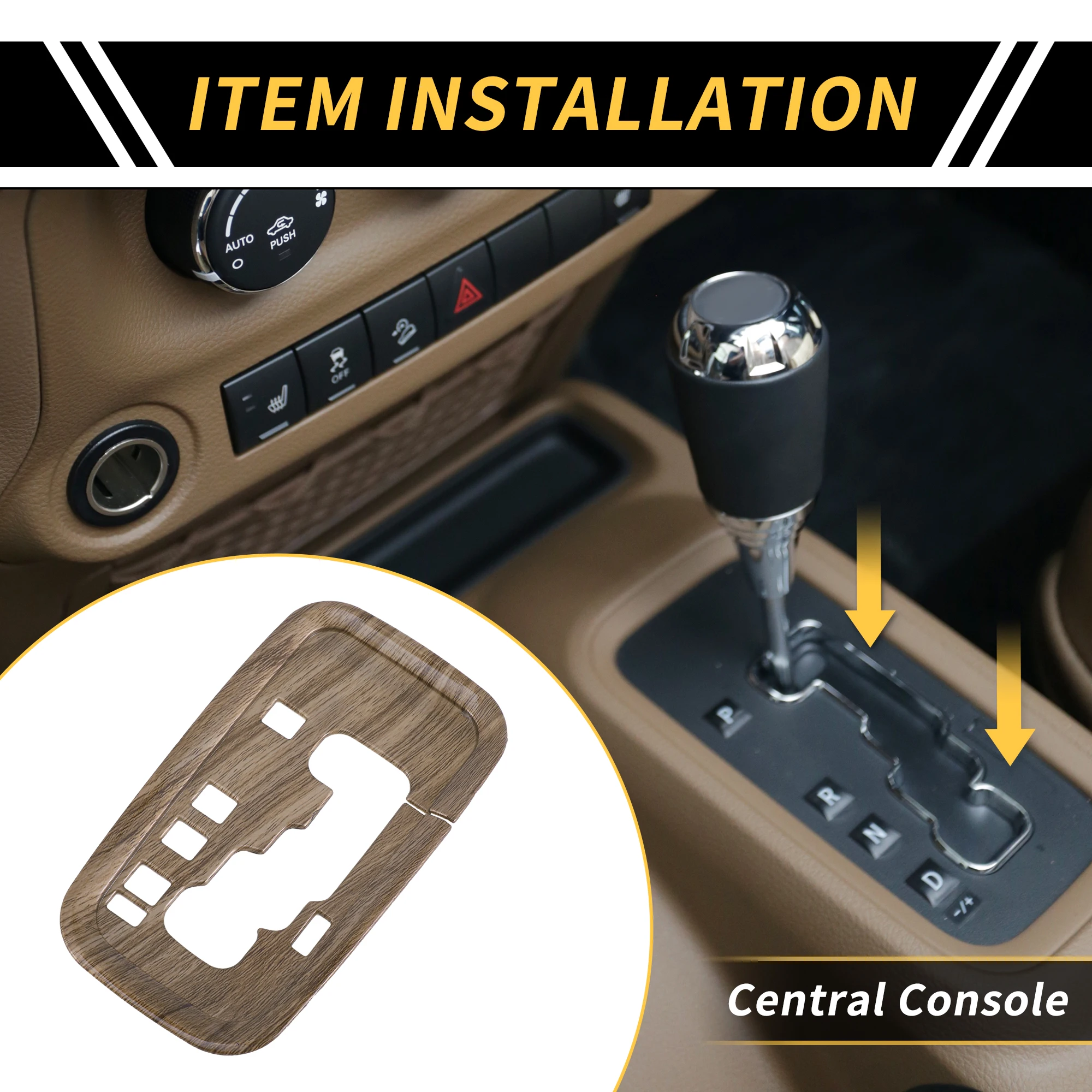 

UXCELL Console Gear Shift Frame Panel Trim for Jeep Wrangler JK JKU 11-17 Wood Pattern