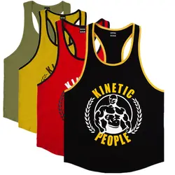 Summer Gym Sleeveless Shirt Men Bodybuilding Tank Top Fitness Training Cotton Print Singlet Stringer Undershirt Male Casual Vest