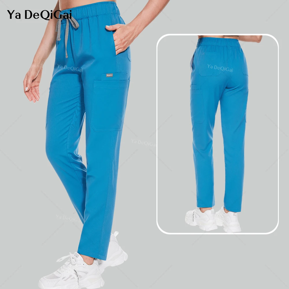 New Workwear Solid Color Scrubs Uniforms Bottoms Dentistry Clinic Surgical Trousers Unisex Doctor Nursing Medical Pants