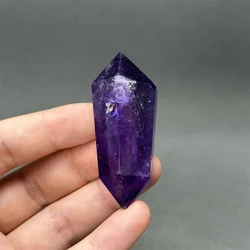 Natural Amethyst Double Tip Reiki Healing Meditation Energy Stick Witchcraft Home Feng Shui Decoration Gift