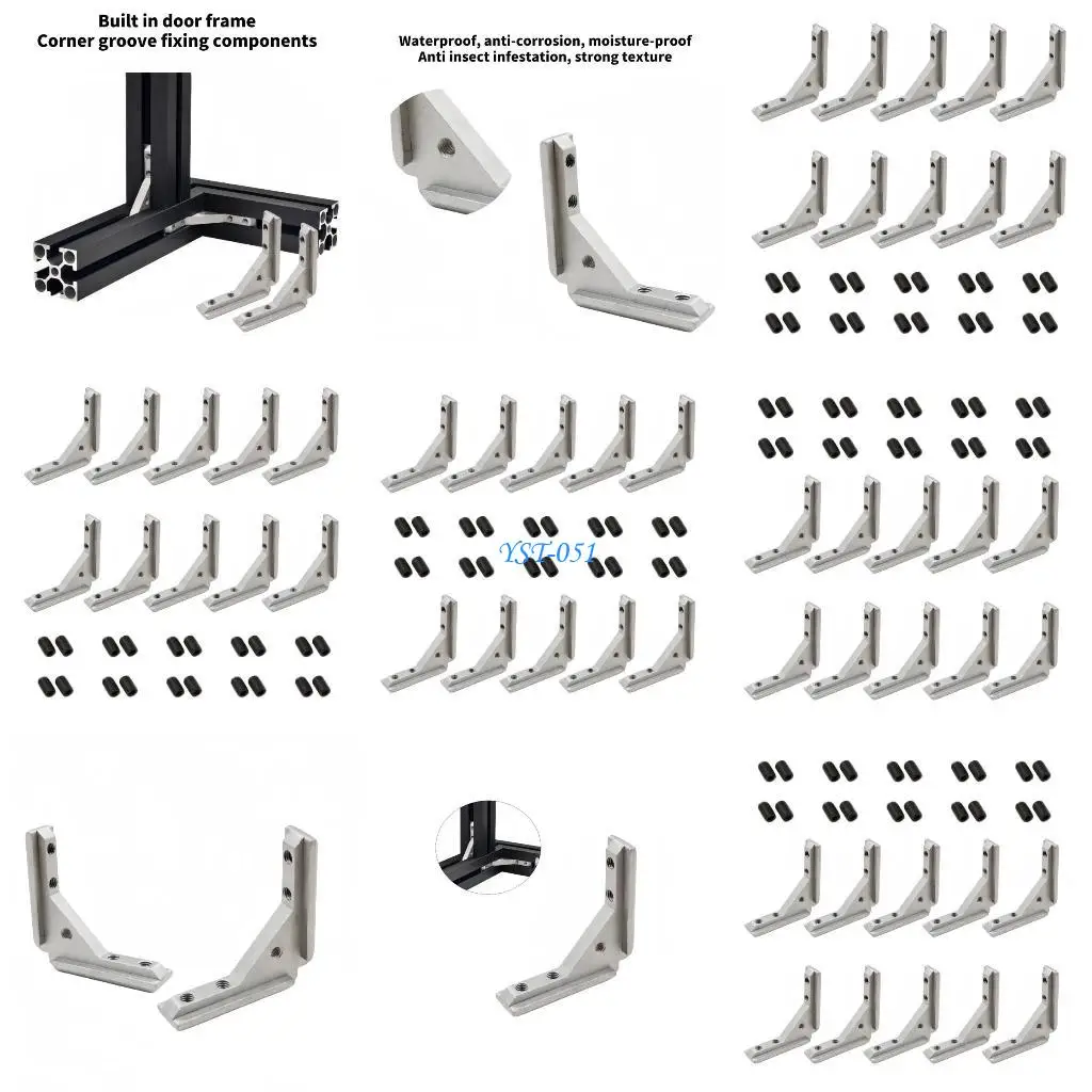 

E15A Universal Aluminum Frame Corner Brackets Multipurpose Door Frame Connectors for Enhances Door Structure