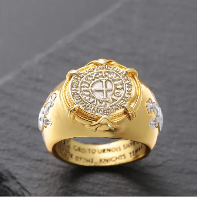 إكسسوارات صليبية شخصية إبداعية جديدة، مجوهرات رجالية من Ring of Valor Coin