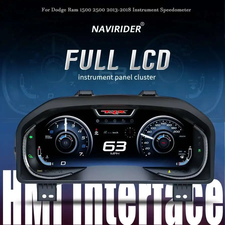 For Dodge Ram 1500 2500 2013-2018 Speedometer Dashboard Linux System Car LCD Digital Instrument Cluster Panel Odometer 12.3