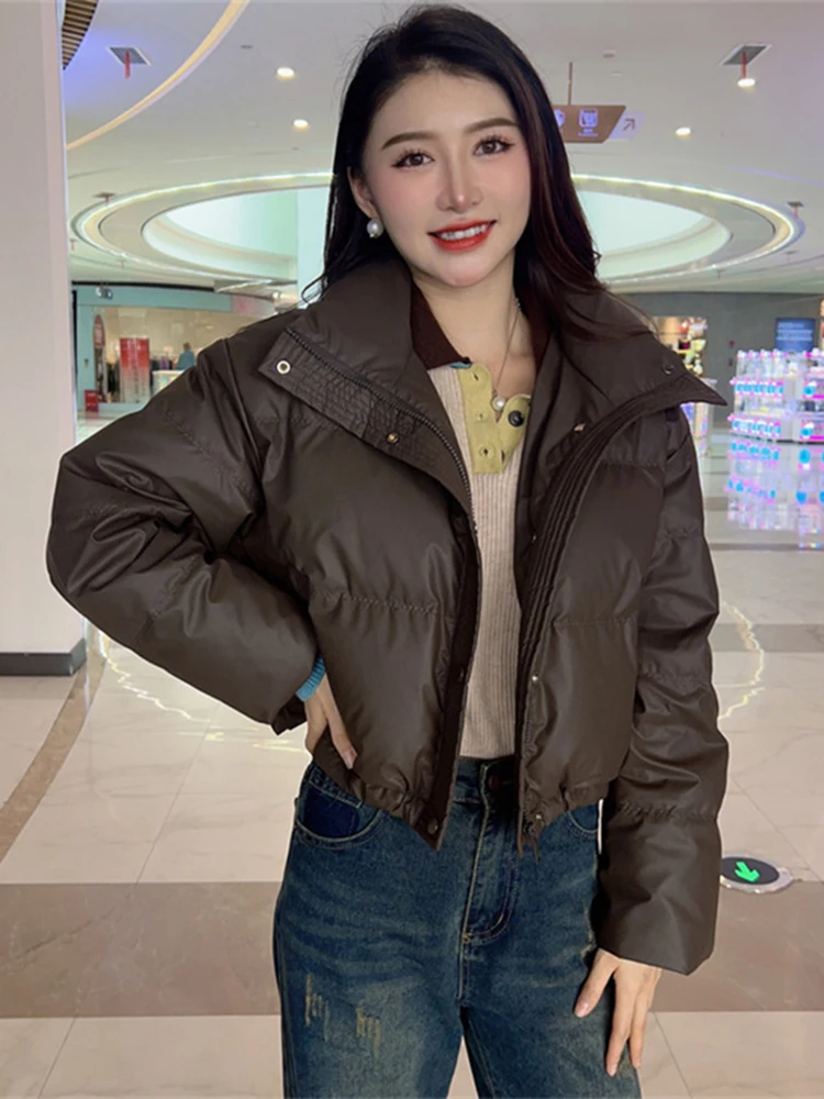 

Новая зимняя женская свободная утепленная куртка-пуховик с воротником-стойкой в корейском стиле для повседневной носки