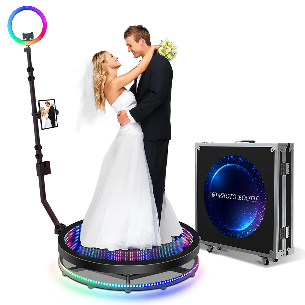 

Automatic Glass 360 Booth Rotating Video 360 Photo Booth Automatic Rotating Selfie 68-115cm for Wedding Parties