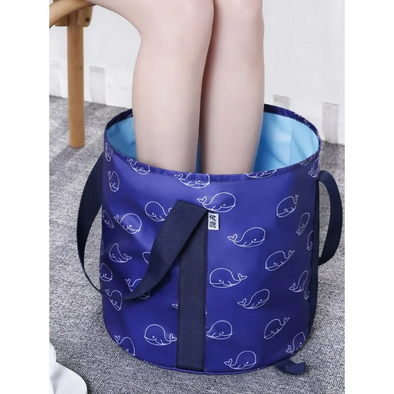 Folding water basin portable travel foot soaking bag canvas laundry washbasin outdoor calf insulation high depth bucket