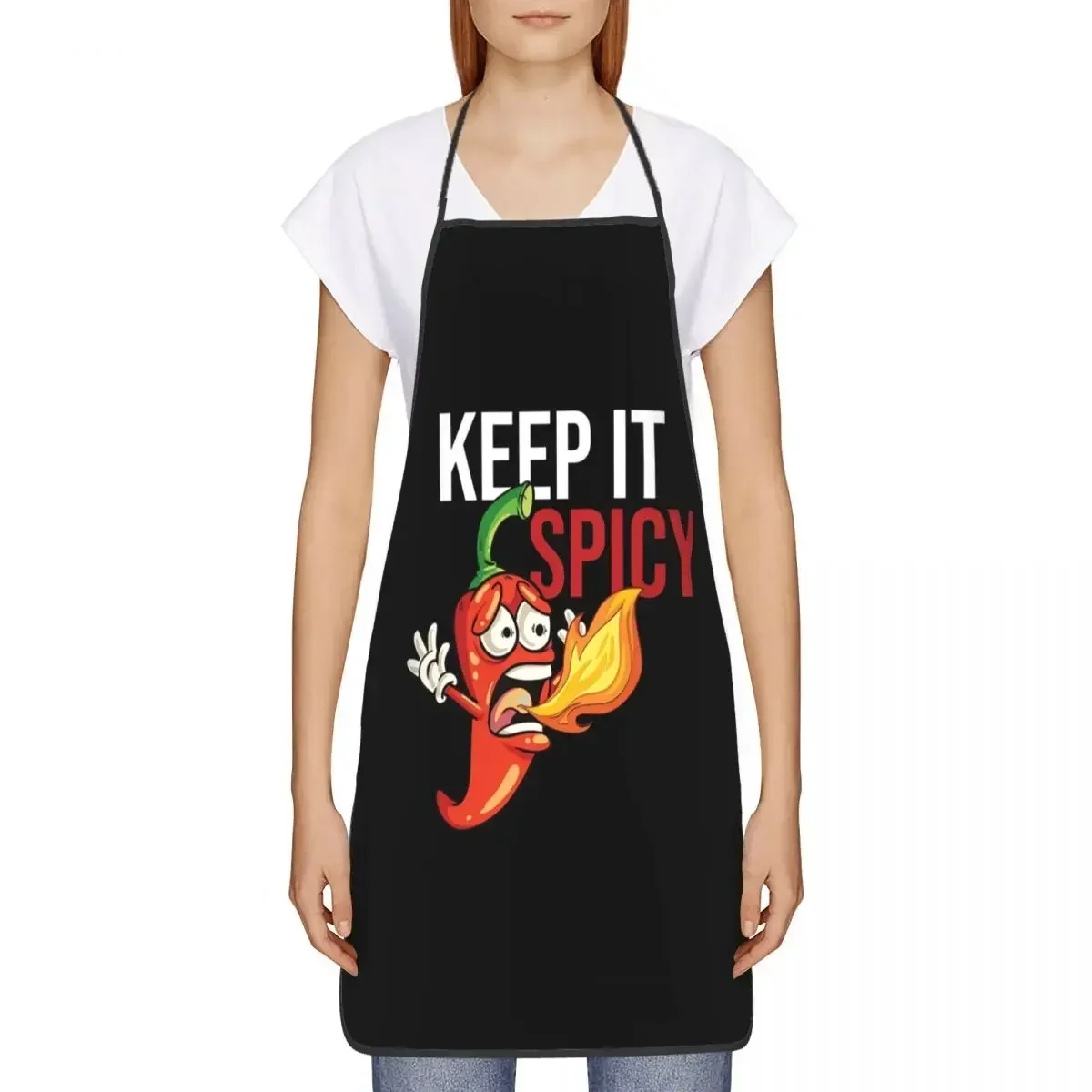 Delantal Unisex Jalapeño Keep It Spicy para Cocina, Chef, Repostería, Mujeres y Hombres, Delantal de Cocina con Diseño de Chile Rojo Picante para Jardinería