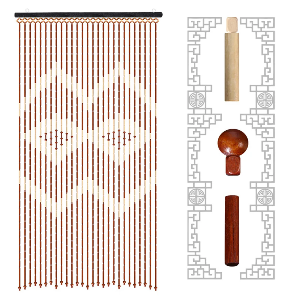 90x175cm Door Curtain Wooden Bamboo Beaded Curtain Home Accessories Bedroom Living Room Bath Doorway Porch Divider Classical