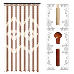 90x175cm Door Curtain Wooden Bamboo Beaded Curtain Home Accessories Bedroom Living Room Bath Doorway Porch Divider Classical