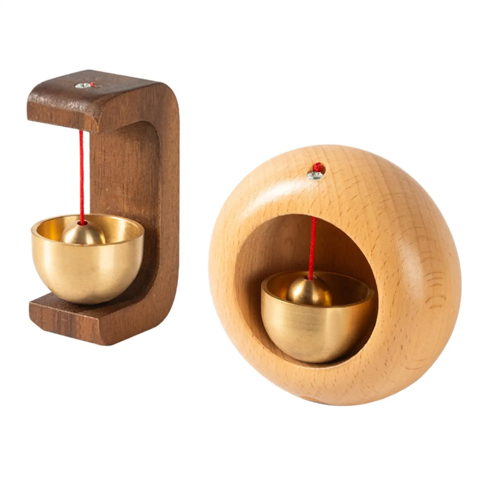 Shopkeepers Bell Wooden Door Bell Rustic Japanese Style Small Doorbell Welcome Wind Chime for Fridges Restaurants, Backyards