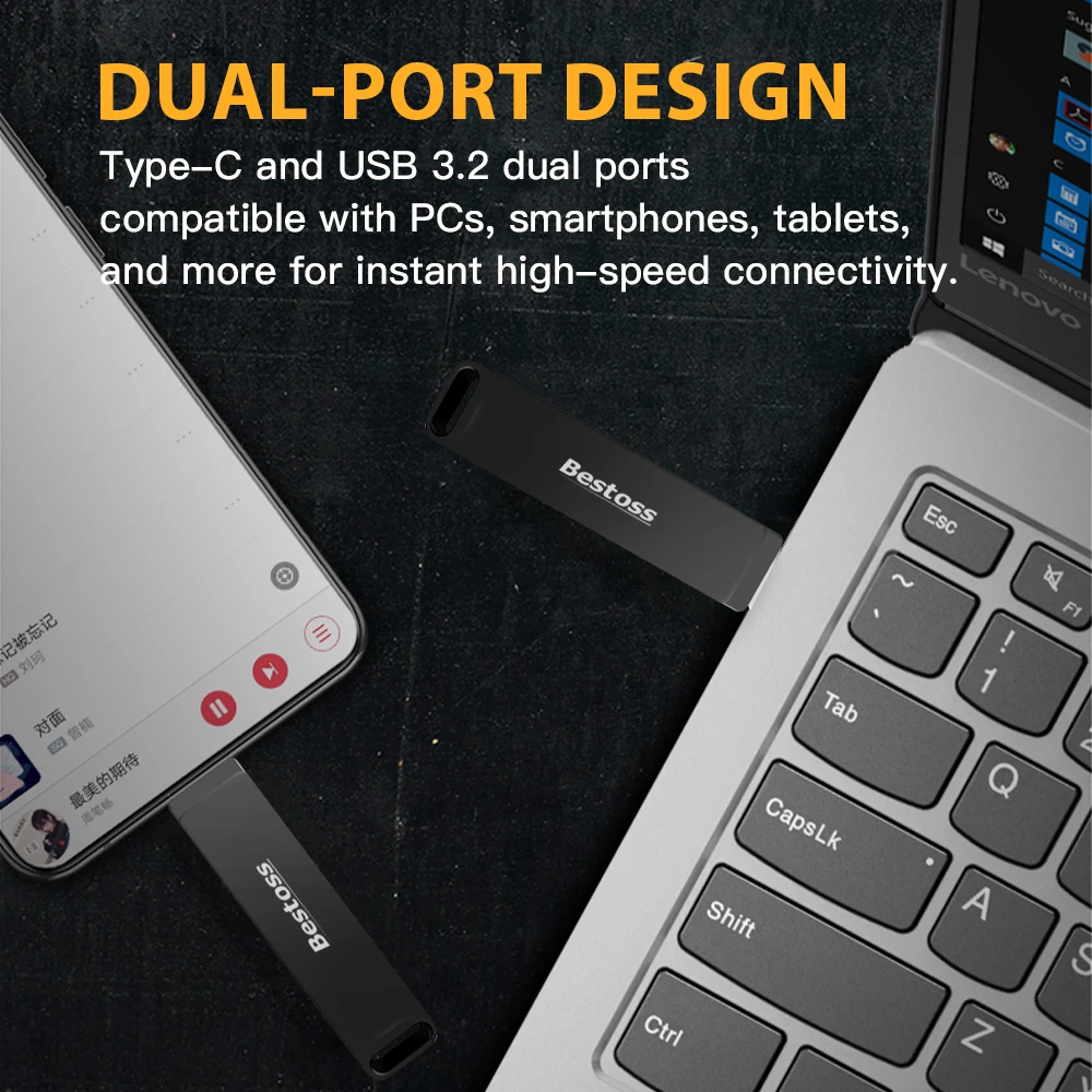 Bestoss 1000 برميل/الثانية USSD USB 3.2 Type-C واجهة مزدوجة 256 جيجابايت 512 جيجابايت 1 تيرا بايت محرك أقراص الحالة الصلبة المحمولة USB SSD القرص للهاتف المحمول #3