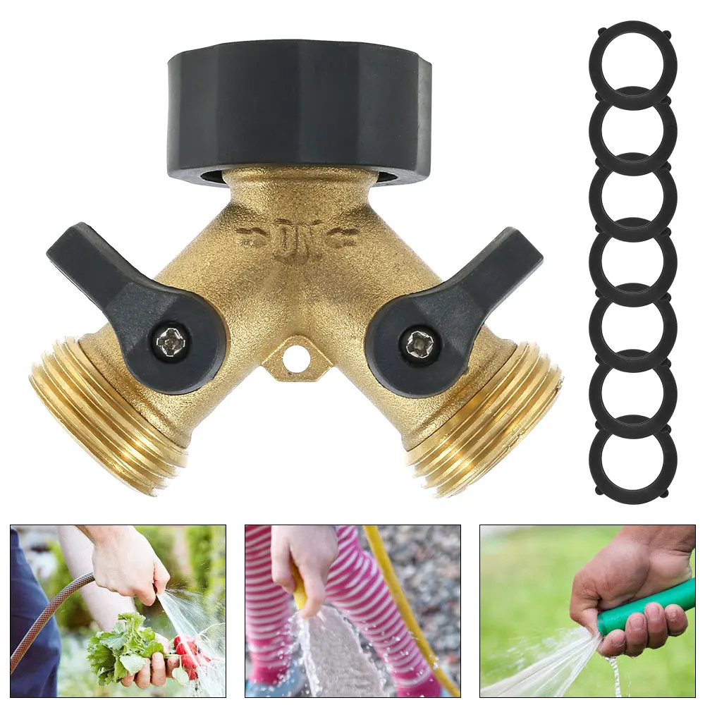 New Hose Splitter Brass 2 Way Garden Hose Connector 3/4 Thread Y Shape Hose Spigot Adapter Water Hose Splitter for Outdoor Farm