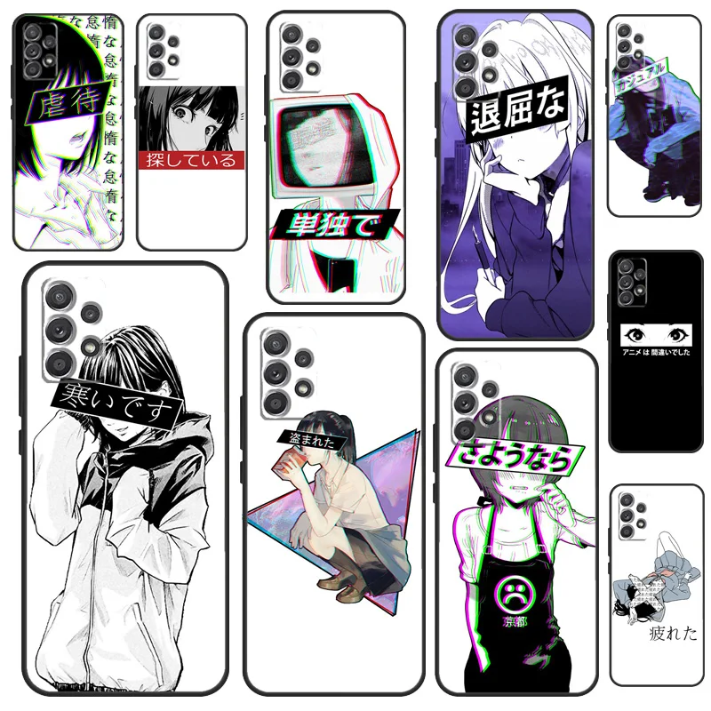 Sad Japanese Anime Fundas For Samsung A53 A33 A23 A13 A73 A12 A22 A32 A42 A52 A72 A50 A51 A71 A14 A34 A54 Case