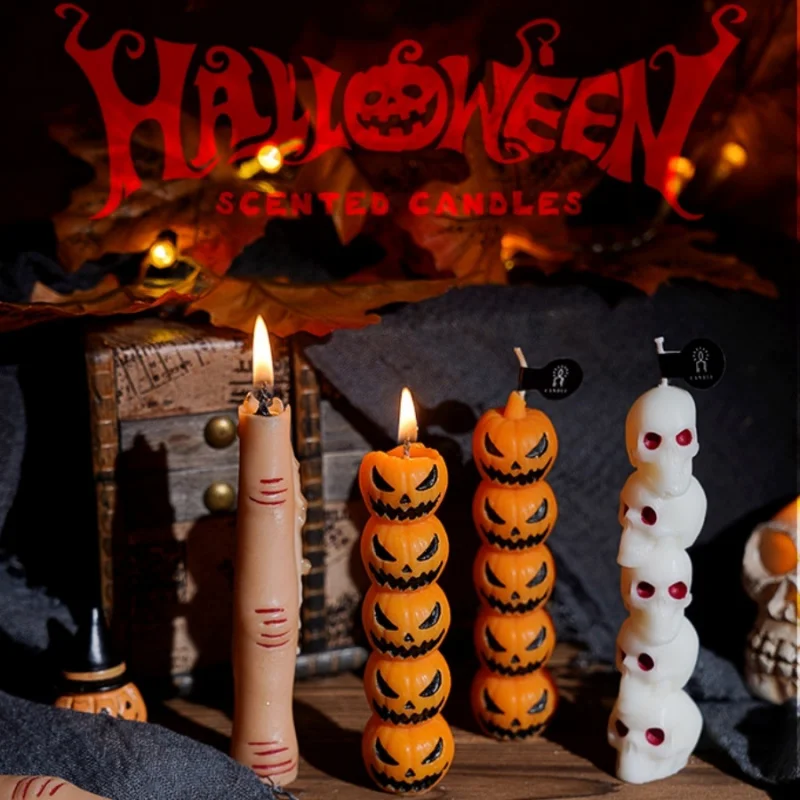 1pc Halloween Kürbis Kerze Finger Schädel Kopf Duftkerze Party Dekoration Ornament Geschenk Fotografie Prop