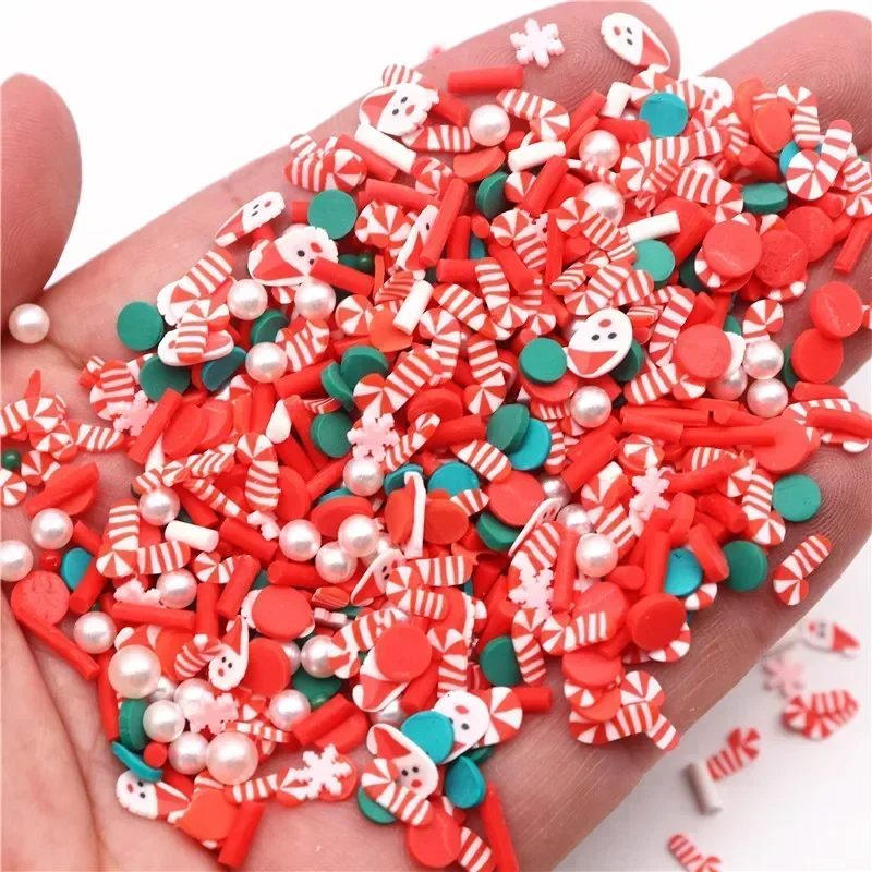 20g Mixed Xmas Snowfake Slices Christmas Polymer Clay Sprinkles Crafts Soft Clay Nail Shaker DIY Crystal Mud Filler Accessories