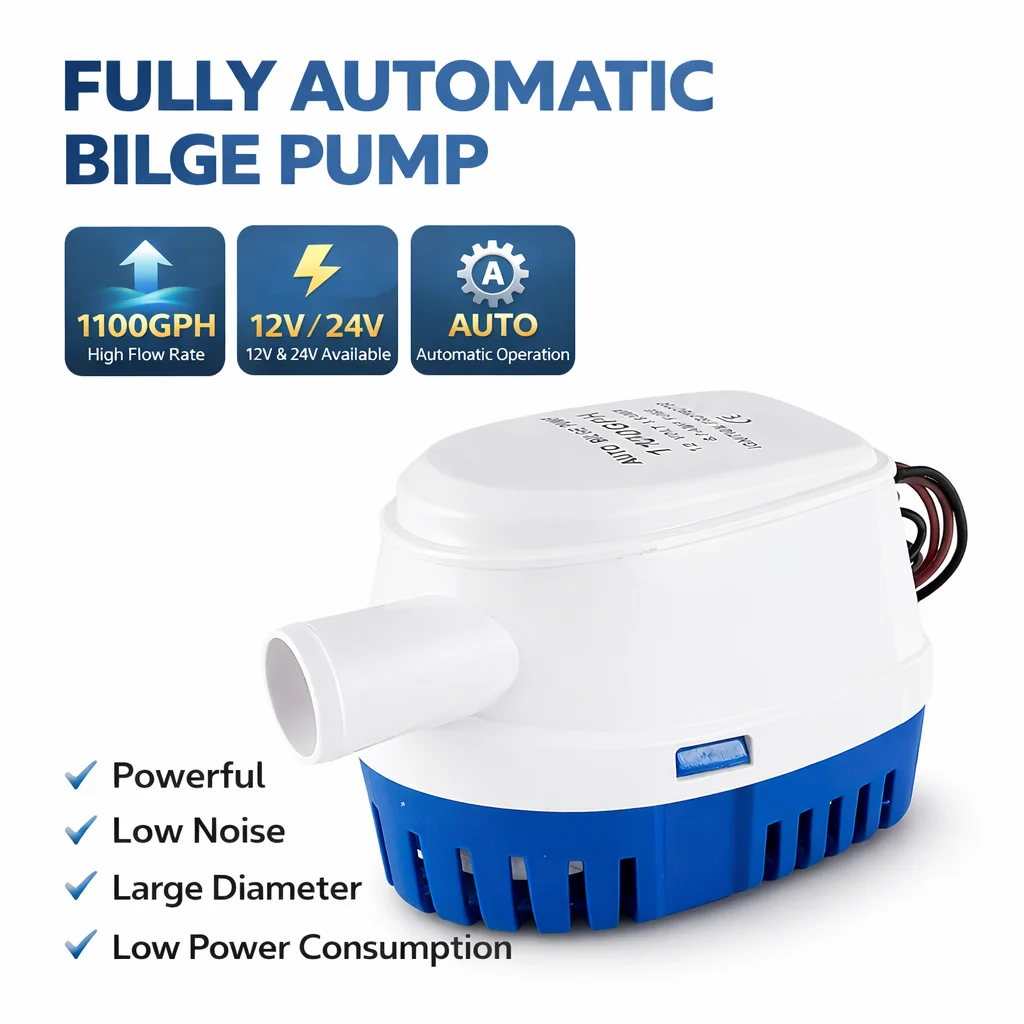 Automatic Marine Bilge Pump 750GPH 1100GPH 12V 24V Submersible Boat Freshwater Drain Pump