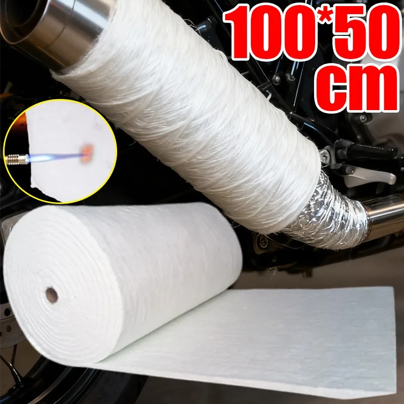 

100X50 см тепловая пленка выхлопной системы мотоцикла, стекловолоконное изоляционное одеяло автомобиля, турбоколлектор, звуковой глушитель, хлопковый коврик