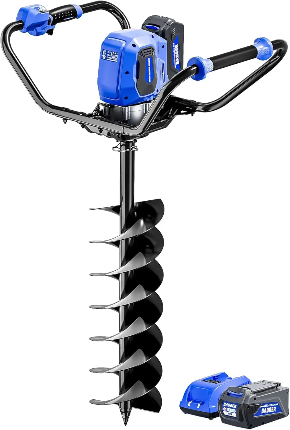Cordless 40V Brushless Electric Post Hole Digger - 8-Inch Earth Auger for Fence Posts, Garden & Plant, Includes Battery and Charger