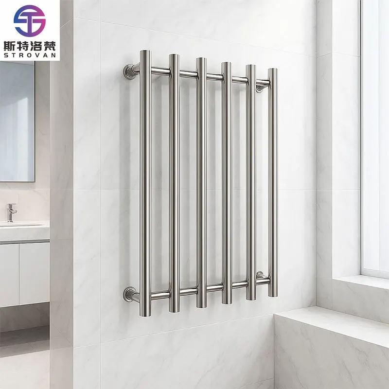 Modern Hotel Use Bathroom Heated Towel Rail Chrome Finish Stainless Steel Wall Mounted Durable Anti-Rust Towel Warmer Long
