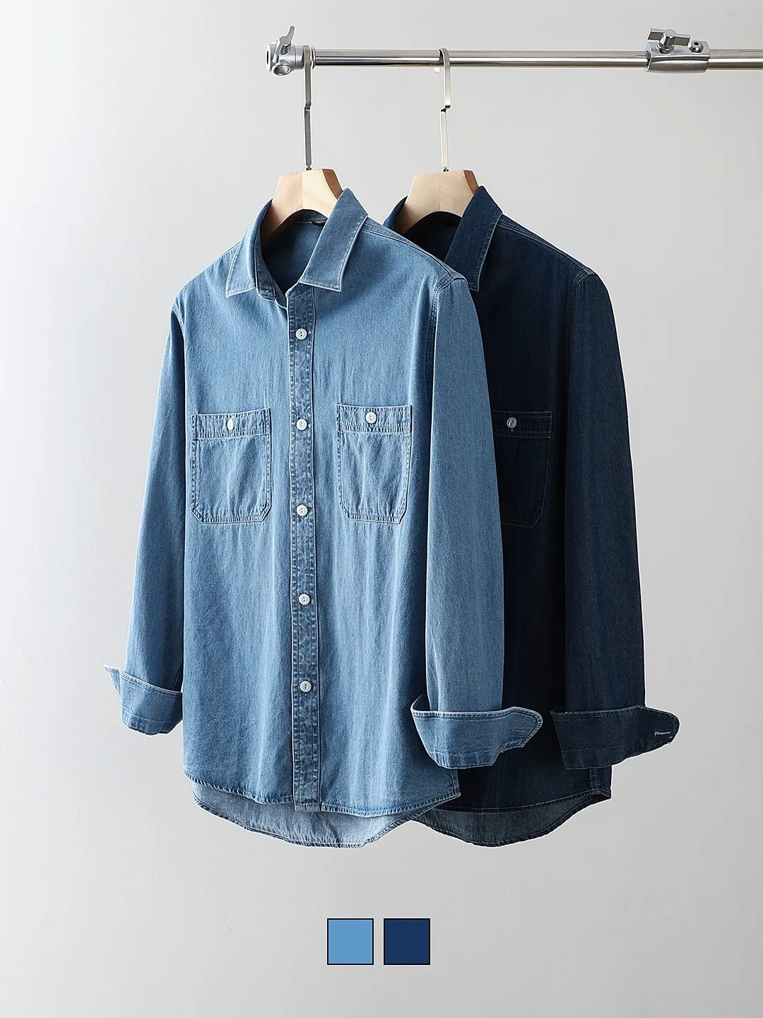 

Ретро-стиль! Полностью хлопковая, плотная ткань! Новая осенняя мужская американская легкая рабочая джинсовая рубашка свободного кроя с длинным рукавом