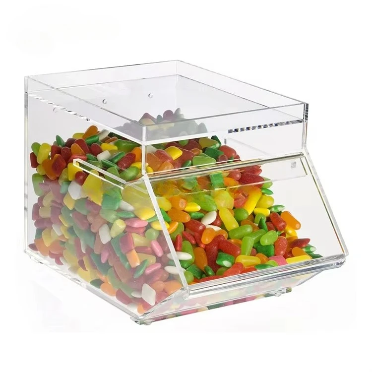 Supermarket Stackable Candy Acrylic Storage Display Box Top Dry Food Dispenser Display Stand