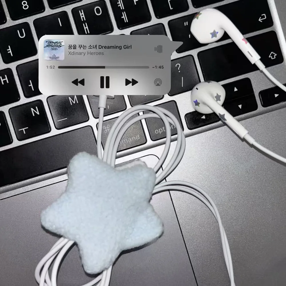 Cable Holder 4Pcs Cute Star Plush Winding Device Headphone Data Cable Storage Desktop Wiring Harness Sorting