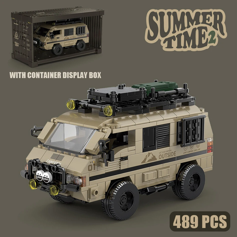 

MOC City Delicaed Camper Van RV Car Building Blocks Speed Champion Off-road Vehicle Bricks Display Box Garage Toys for Kids Gift