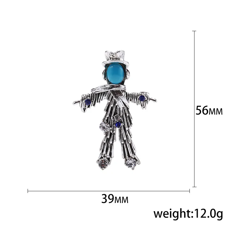 Luxury Vintage Baroque Scarecrow Female Pin Rhinestone Brooches For Women Men Party Daily Clothing Suit Coat Accessories Jewelry