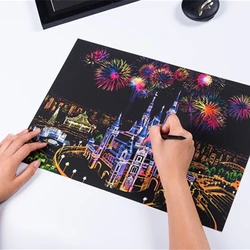 Colorful City Series City Night Scene Scratch Paintings paesaggio Scratch dipinti in tutto il mondo regali di compleanno creativi