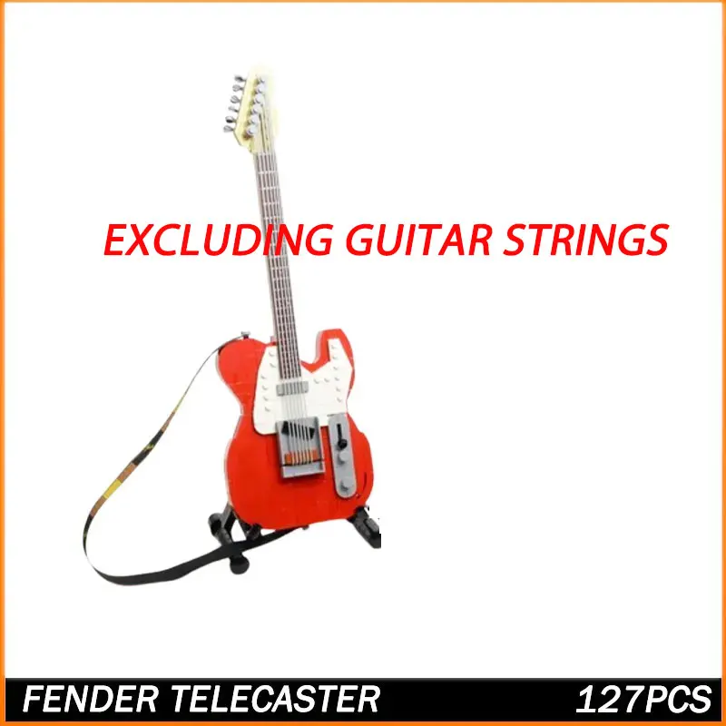 

MOC Building Block Model Toys Red Superstar Guitar Simple Assembly Musical Instrument Ornaments Fashionable Birthday Gift 127PCS