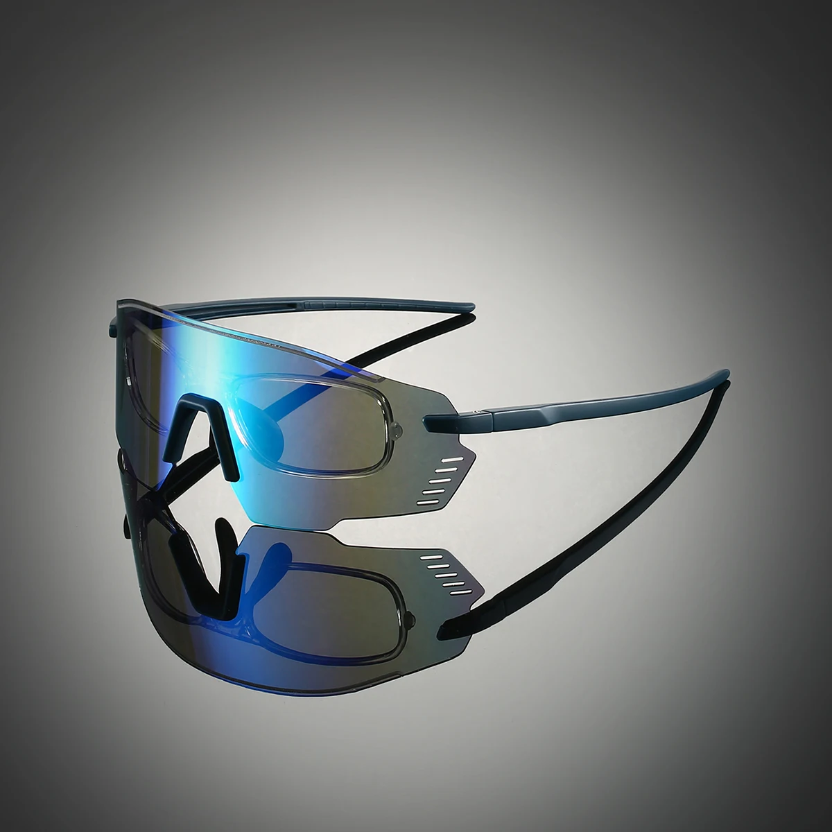 KAMMPT Schutz-Sportbrille für Herren, modisch, übergroß, Spiegel, Outdoor-Schutz, Sonnenbrille, Damen, trendige Anti-UV-Radschirme