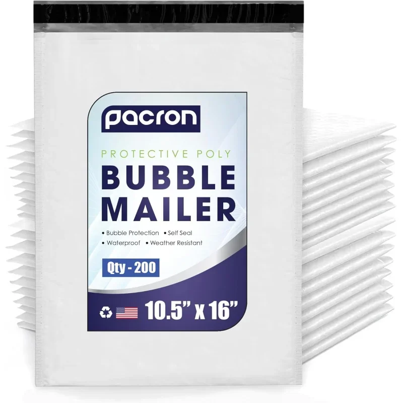 Waterproof and Thick Poly Bubble Mailer - 200 Self Seal Strong Adhesive Bubble Envelopes - Temper-Proof Poly Envel