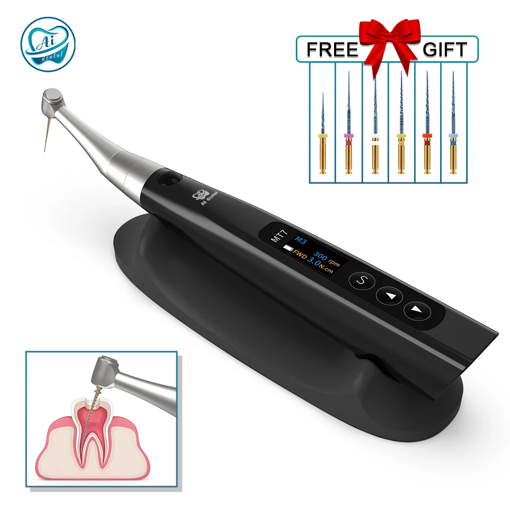 AI-Endo-MT7 de ntal Wireless Endo Motor Endodontic Instrument 360Rotation 16:1 Standard Low Speed Handpiece for Root Canal Treat